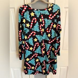 Women’s Large Christmas Holiday Candy Cane Long Sleeve Dress